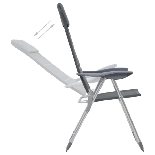Campingstuhl 2 Stk. Grau 58 x 69 x 111 cm Aluminium – Bild 5
