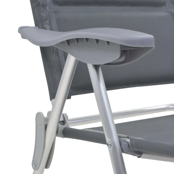 Campingstuhl 2 Stk. Grau 58 x 69 x 111 cm Aluminium – Bild 3