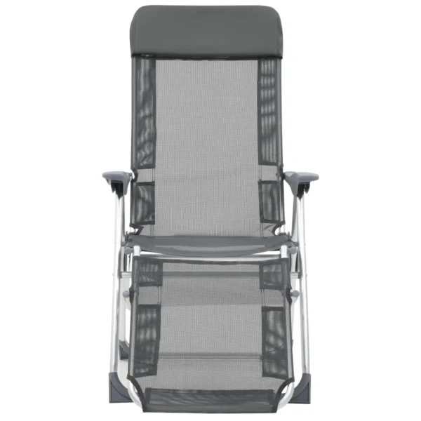 Faltbare Campingstühle 2 Stück mit Fußstütze Grau Aluminium – Bild 9