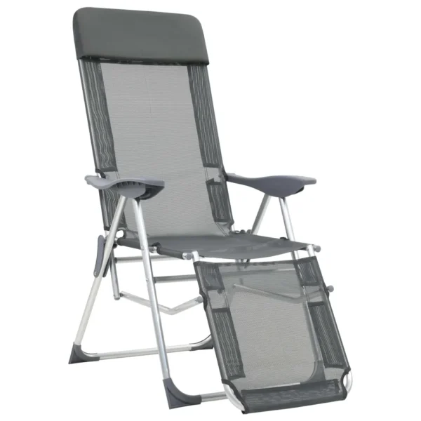 Faltbare Campingstühle 2 Stück mit Fußstütze Grau Aluminium – Bild 8