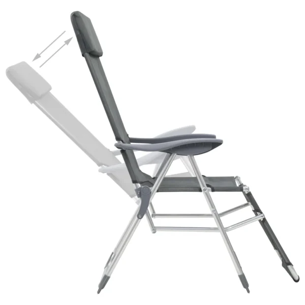 Faltbare Campingstühle 2 Stück mit Fußstütze Grau Aluminium – Bild 7