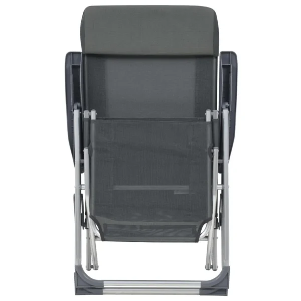 Faltbare Campingstühle 2 Stück mit Fußstütze Grau Aluminium – Bild 6