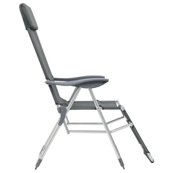 Faltbare Campingstühle 2 Stück mit Fußstütze Grau Aluminium – Bild 5