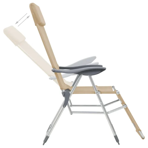 Faltbare Campingstühle 2 Stück mit Fußstütze Creme Aluminium – Bild 8