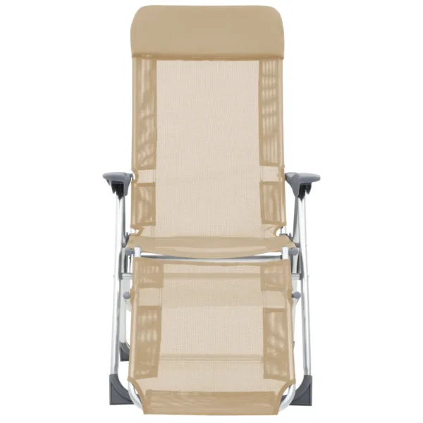 Faltbare Campingstühle 2 Stück mit Fußstütze Creme Aluminium – Bild 7