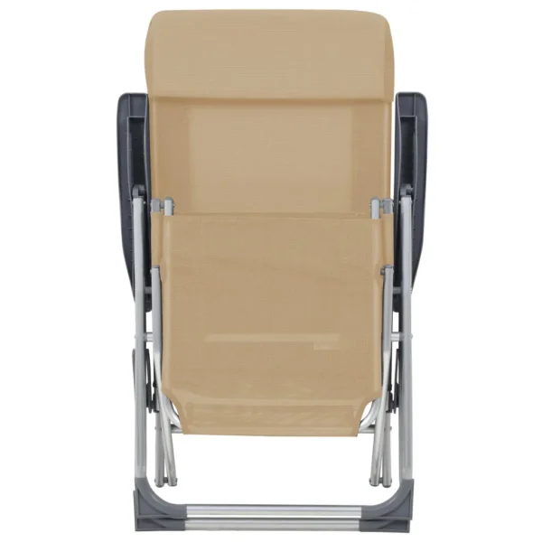 Faltbare Campingstühle 2 Stück mit Fußstütze Creme Aluminium – Bild 6