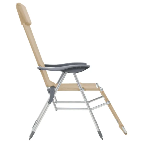 Faltbare Campingstühle 2 Stück mit Fußstütze Creme Aluminium – Bild 5