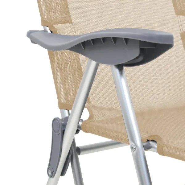 Faltbare Campingstühle 2 Stück mit Fußstütze Creme Aluminium – Bild 3