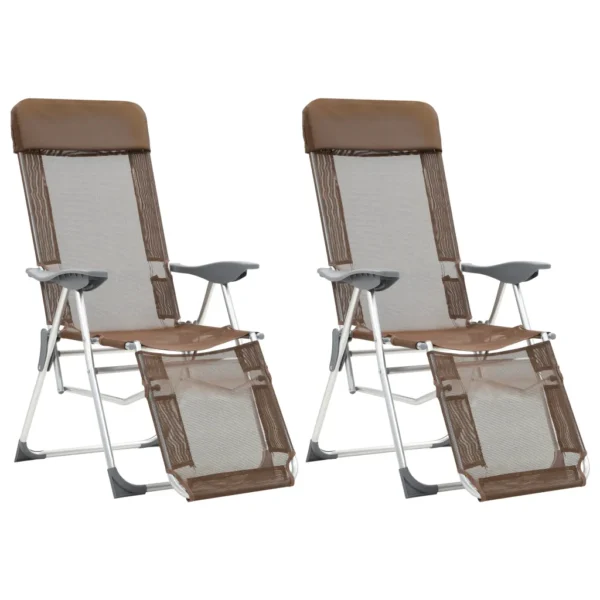 Faltbare Campingstühle 2 Stück mit Fußstütze Taupe Aluminium