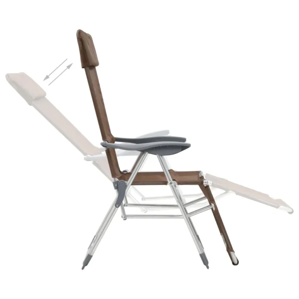 Faltbare Campingstühle 2 Stück mit Fußstütze Taupe Aluminium – Bild 9