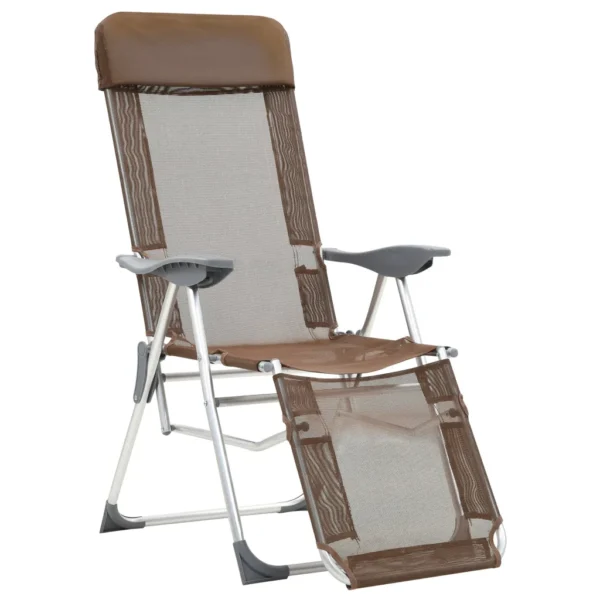 Faltbare Campingstühle 2 Stück mit Fußstütze Taupe Aluminium – Bild 8