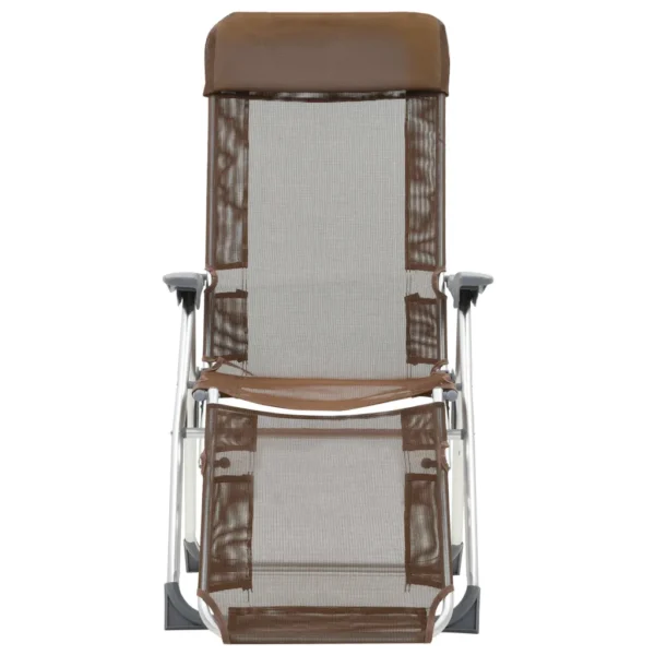 Faltbare Campingstühle 2 Stück mit Fußstütze Taupe Aluminium – Bild 7