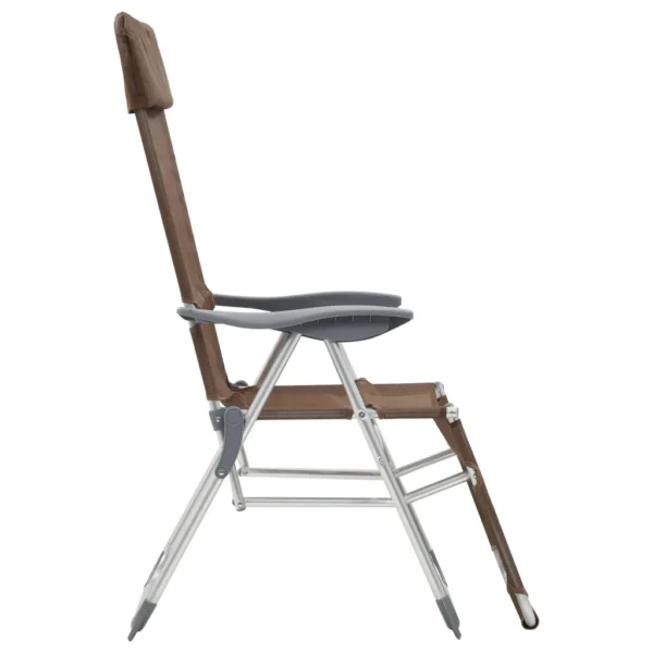 Faltbare Campingstühle 2 Stück mit Fußstütze Taupe Aluminium – Bild 6