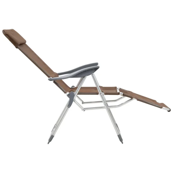 Faltbare Campingstühle 2 Stück mit Fußstütze Taupe Aluminium – Bild 5