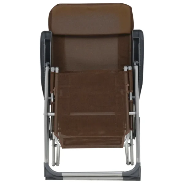 Faltbare Campingstühle 2 Stück mit Fußstütze Taupe Aluminium – Bild 4