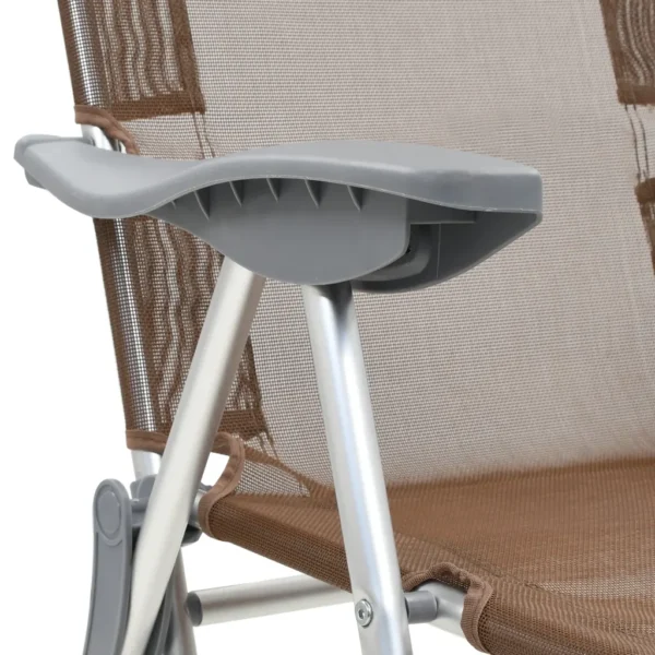 Faltbare Campingstühle 2 Stück mit Fußstütze Taupe Aluminium – Bild 3