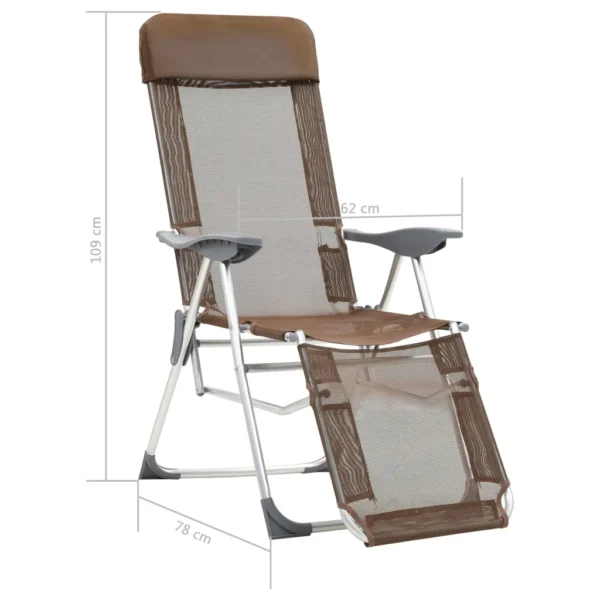 Faltbare Campingstühle 2 Stück mit Fußstütze Taupe Aluminium – Bild 2