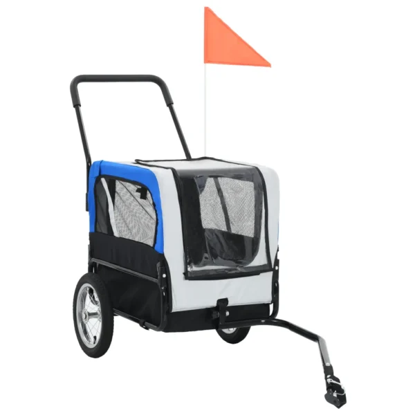 2-in-1 Tier-Fahrradanhänger und Jogger Grau und Blau