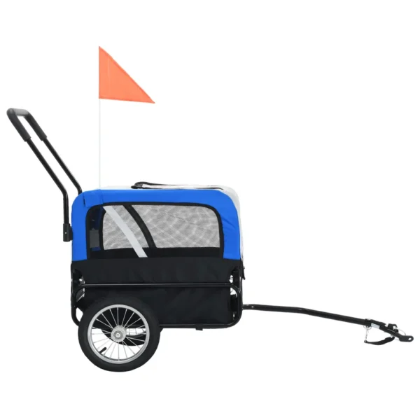2-in-1 Tier-Fahrradanhänger und Jogger Grau und Blau – Bild 5