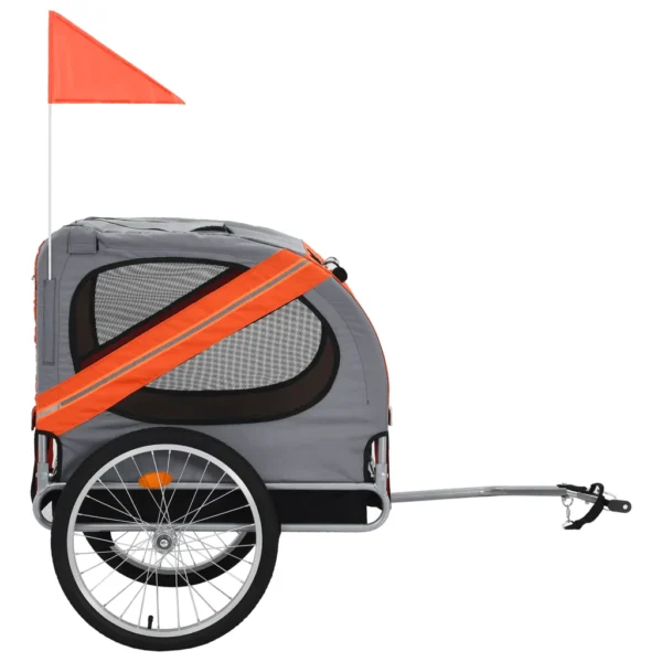 Hunde-Fahrradanhänger Orange und Grau – Bild 7