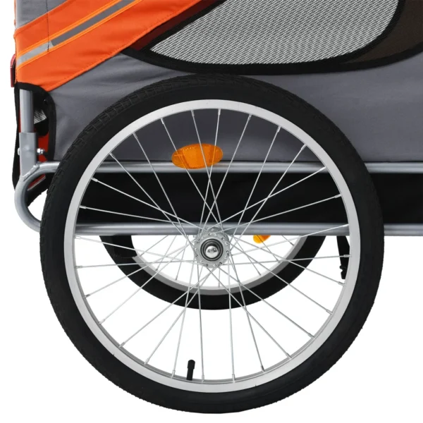 Hunde-Fahrradanhänger Orange und Grau – Bild 5
