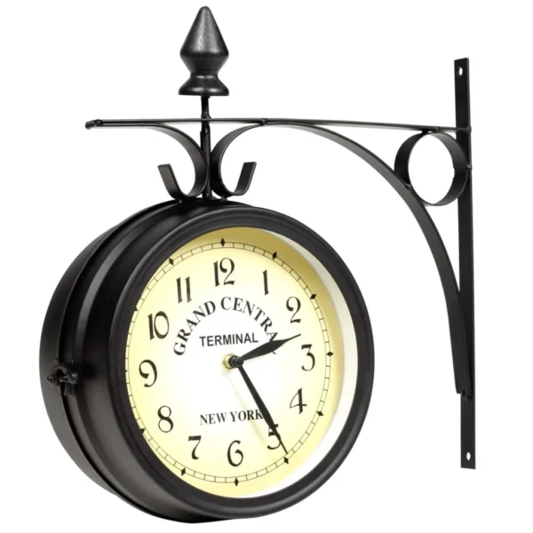Zweiseitige Retro-Wanduhr in Schwarz