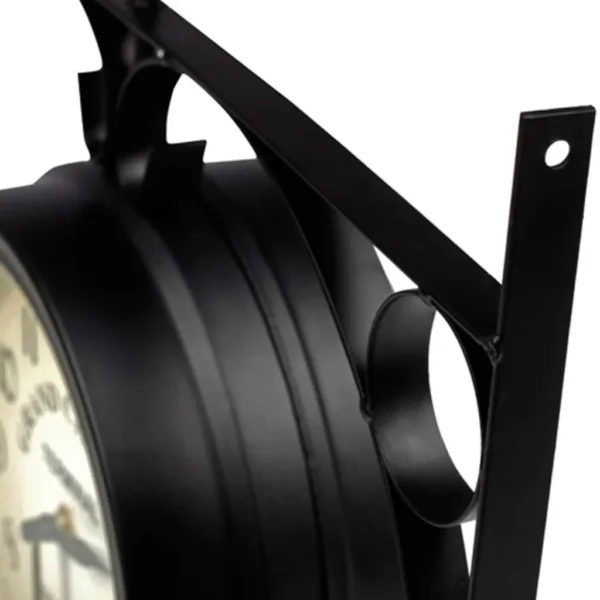 Zweiseitige Retro-Wanduhr in Schwarz – Bild 3