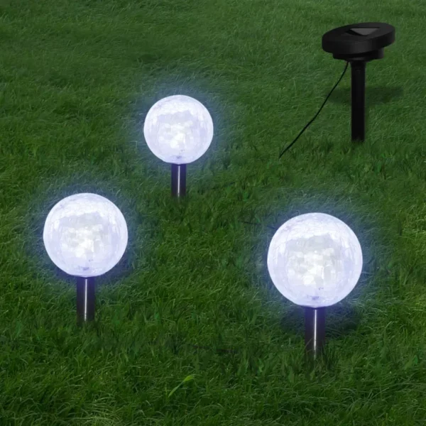 Solarkugel 3 LED Gartenleuchten mit Erdspießen & Solarmodul – Bild 7