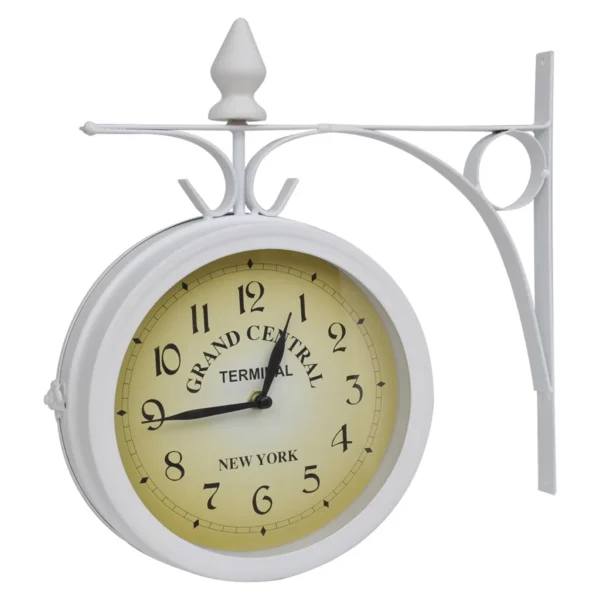 Zweiseitige Retro-Wanduhr (Farbe: Weiß)