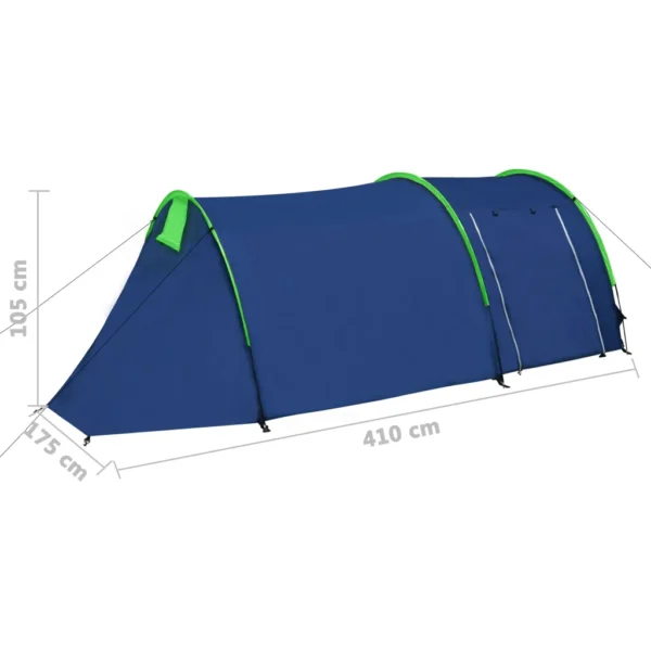 Familienzelt Kuppelzelt Campingzelt 4 Personen Blau/Grün – Bild 3