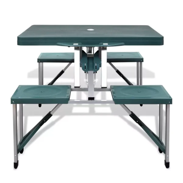 Klappbares Campingtisch-Set Aluminium mit 4 Stühlen extra leicht grün – Bild 4