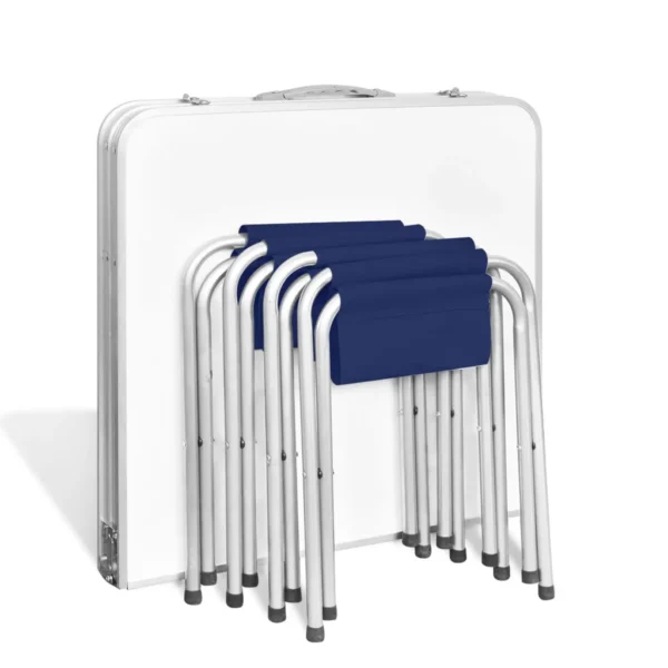 Campingtisch mit 4 Klappstühlen höhenverstellbar Aluminium 120 x 60 cm – Bild 6