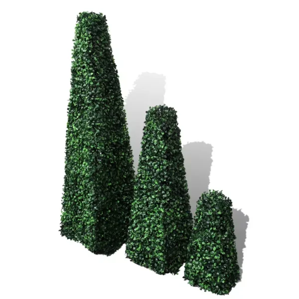 Buchsbaum-Set 3 tlg. Künstlich Formschnitt Pyramide