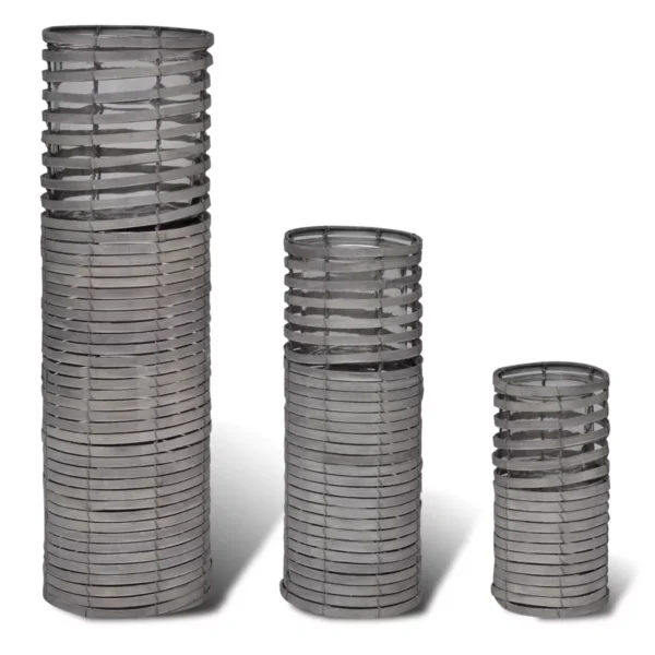 Handgewebte Kerzenhalter 3er-Set grau – Bild 3