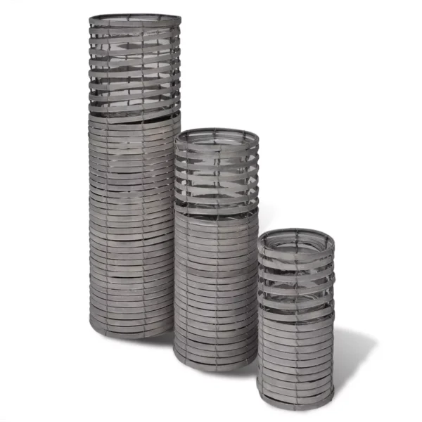 Handgewebte Kerzenhalter 3er-Set grau – Bild 2
