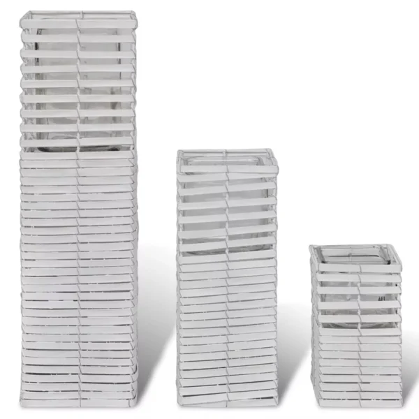 Handgewebte Kerzenhalter 3er-Set weiß – Bild 3