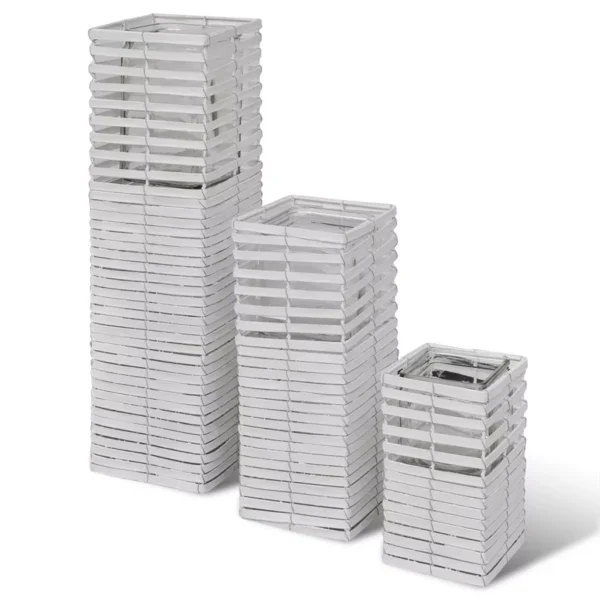 Handgewebte Kerzenhalter 3er-Set weiß – Bild 2