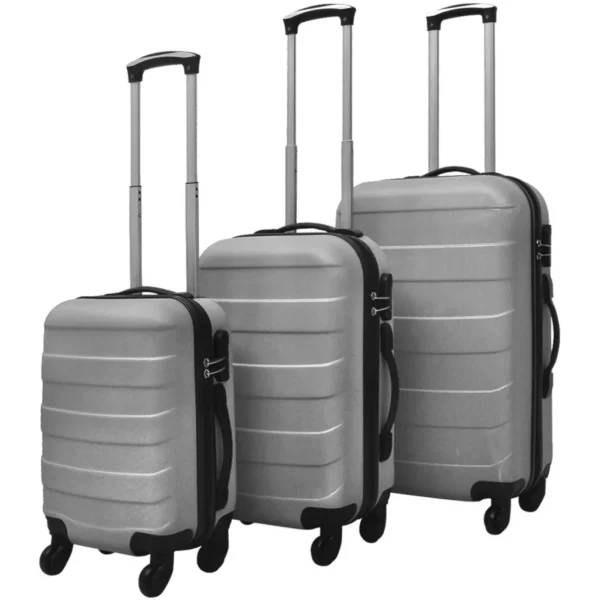 Hartschalen-Reisekoffer-Set Trolley Silber 3-tlg.