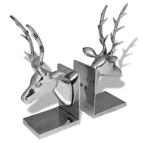 Buchstützen Hirsch 2 Stk. Aluminium Silbern – Bild 4