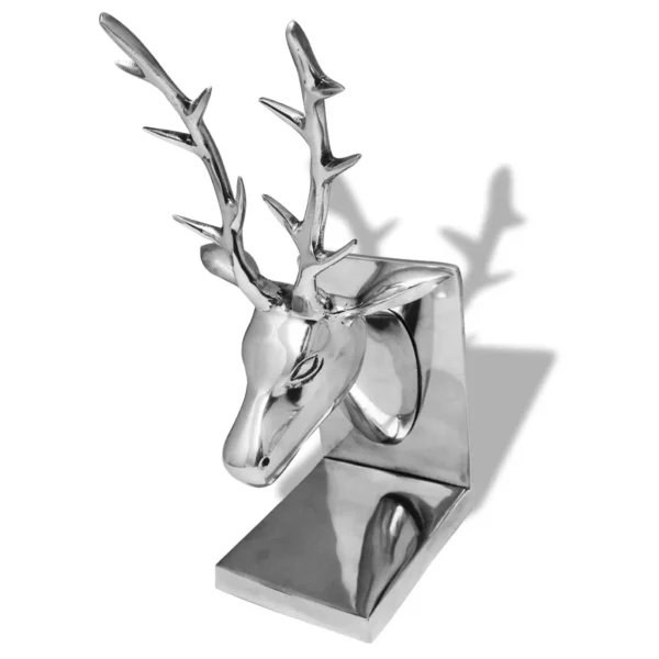 Buchstützen Hirsch 2 Stk. Aluminium Silbern – Bild 3