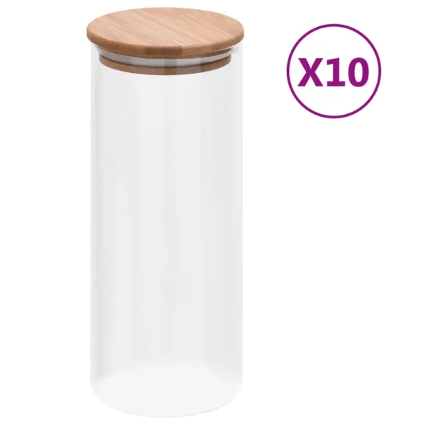 Vorratsgläser mit Bambusdeckel 10 Stk. 1000 ml