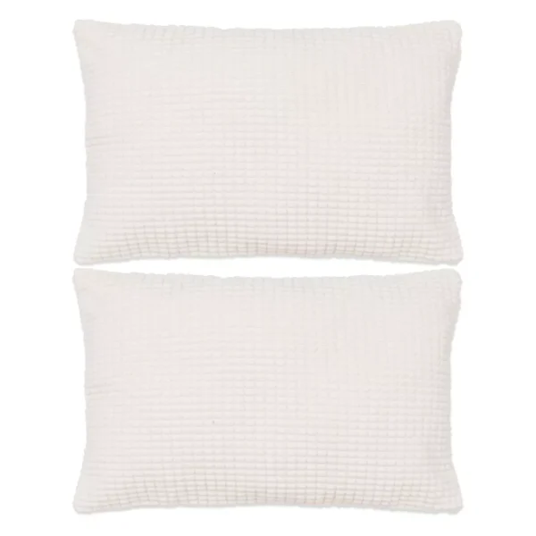 Kissen-Set 2 Stk. Velours 40 x 60 cm Gebrochen Weiß