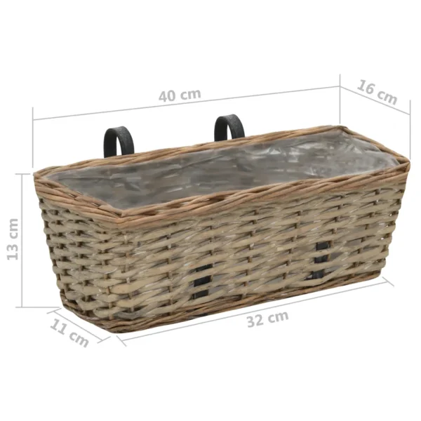 Balkon-Blumentöpfe 2 Stk. Weide mit PE-Auskleidung 40 cm – Bild 2