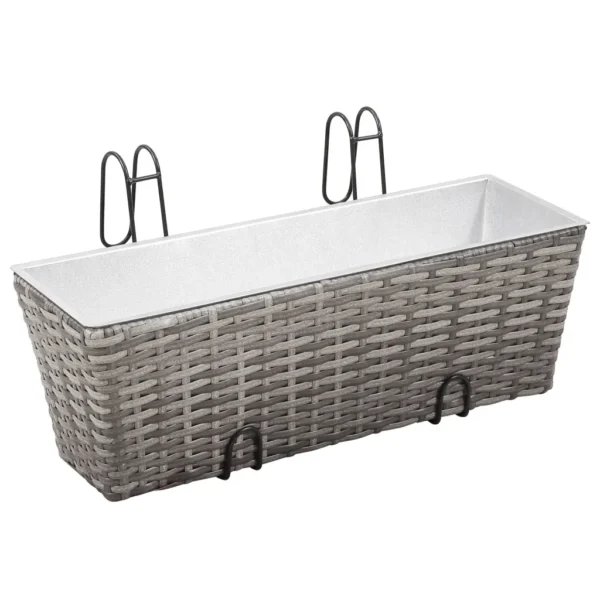 Balkon-Hochbeet 2 Stk. 50 cm Grau Poly Rattan – Bild 8