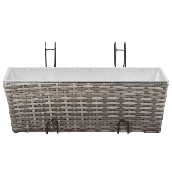Balkon-Hochbeet 2 Stk. 50 cm Grau Poly Rattan – Bild 7