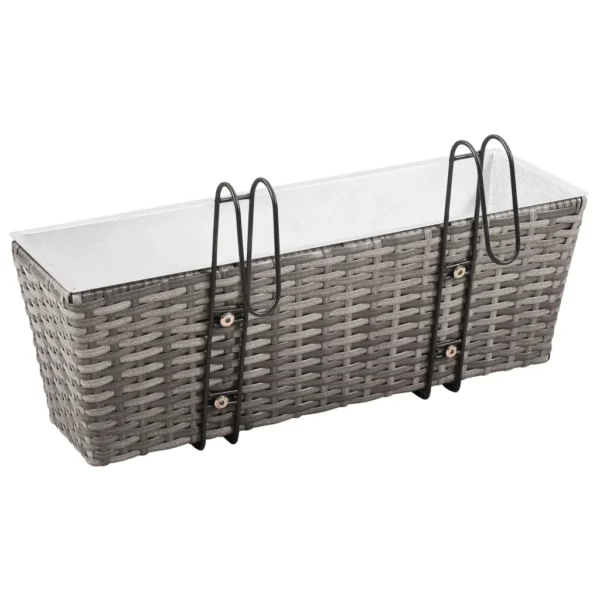 Balkon-Hochbeet 2 Stk. 50 cm Grau Poly Rattan – Bild 6