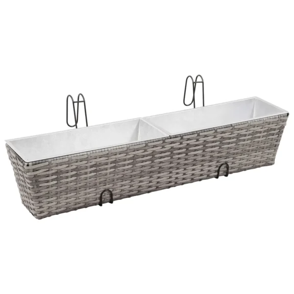 Balkon-Hochbeet 2 Stk. 80 cm Grau Poly Rattan – Bild 8