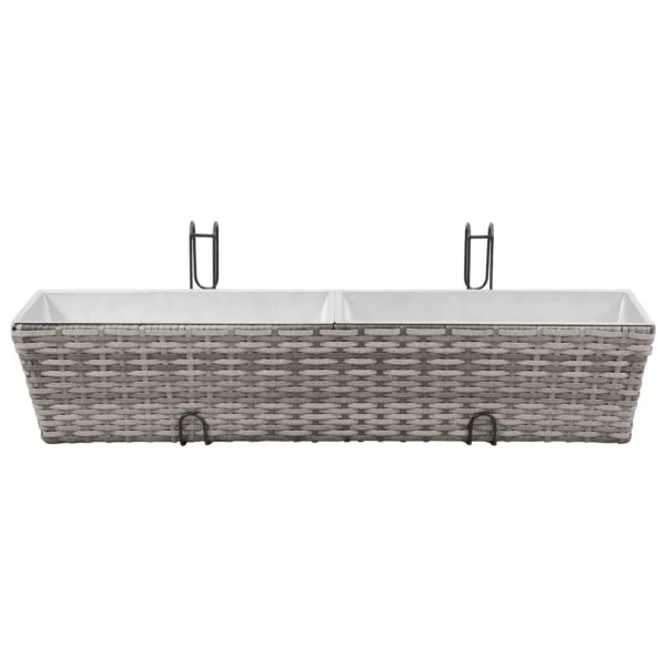 Balkon-Hochbeet 2 Stk. 80 cm Grau Poly Rattan – Bild 7