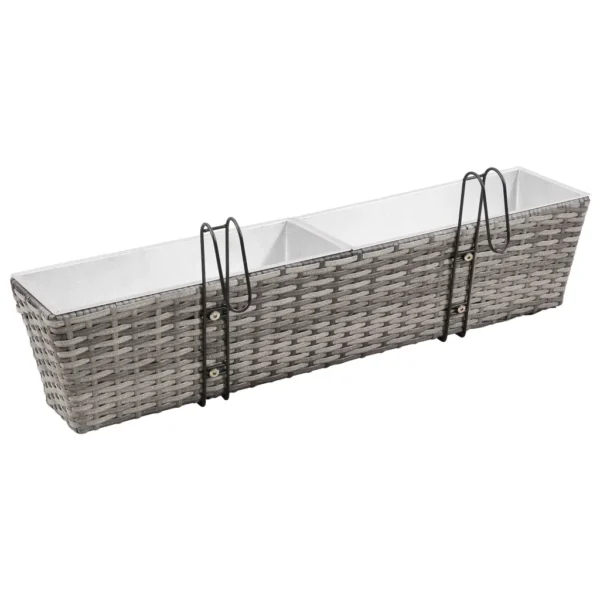 Balkon-Hochbeet 2 Stk. 80 cm Grau Poly Rattan – Bild 6