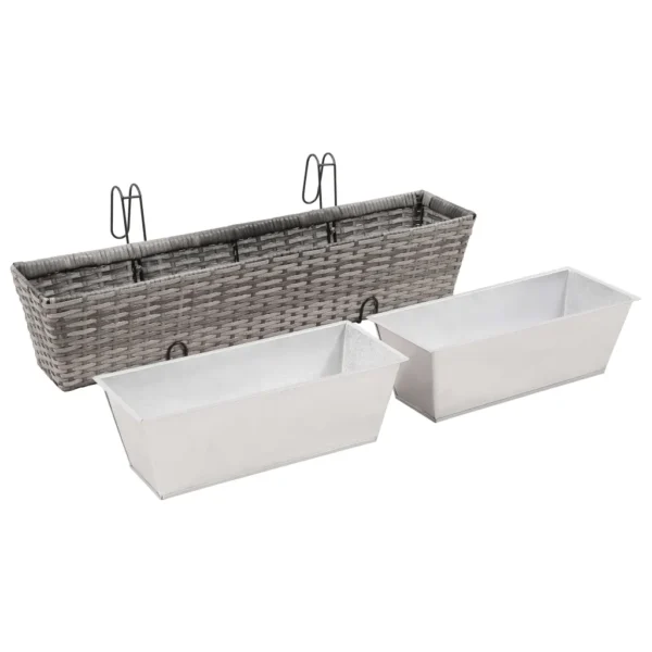 Balkon-Hochbeet 2 Stk. 80 cm Grau Poly Rattan – Bild 4
